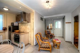 kitchen opening onto living room