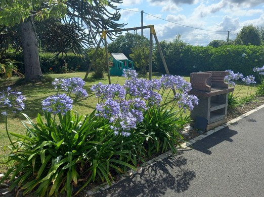 Jardin avec jeux et barbecue