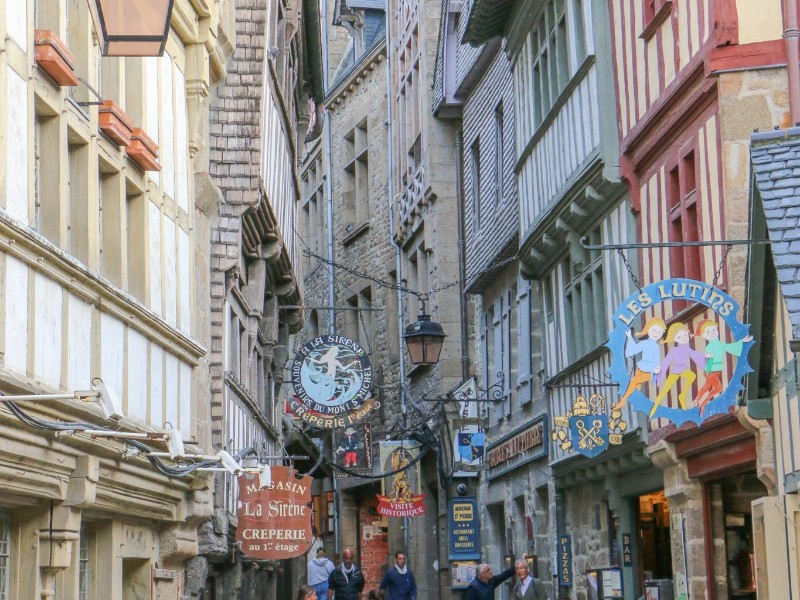 Picturesque narrow streets at Mont Saint-Michel
