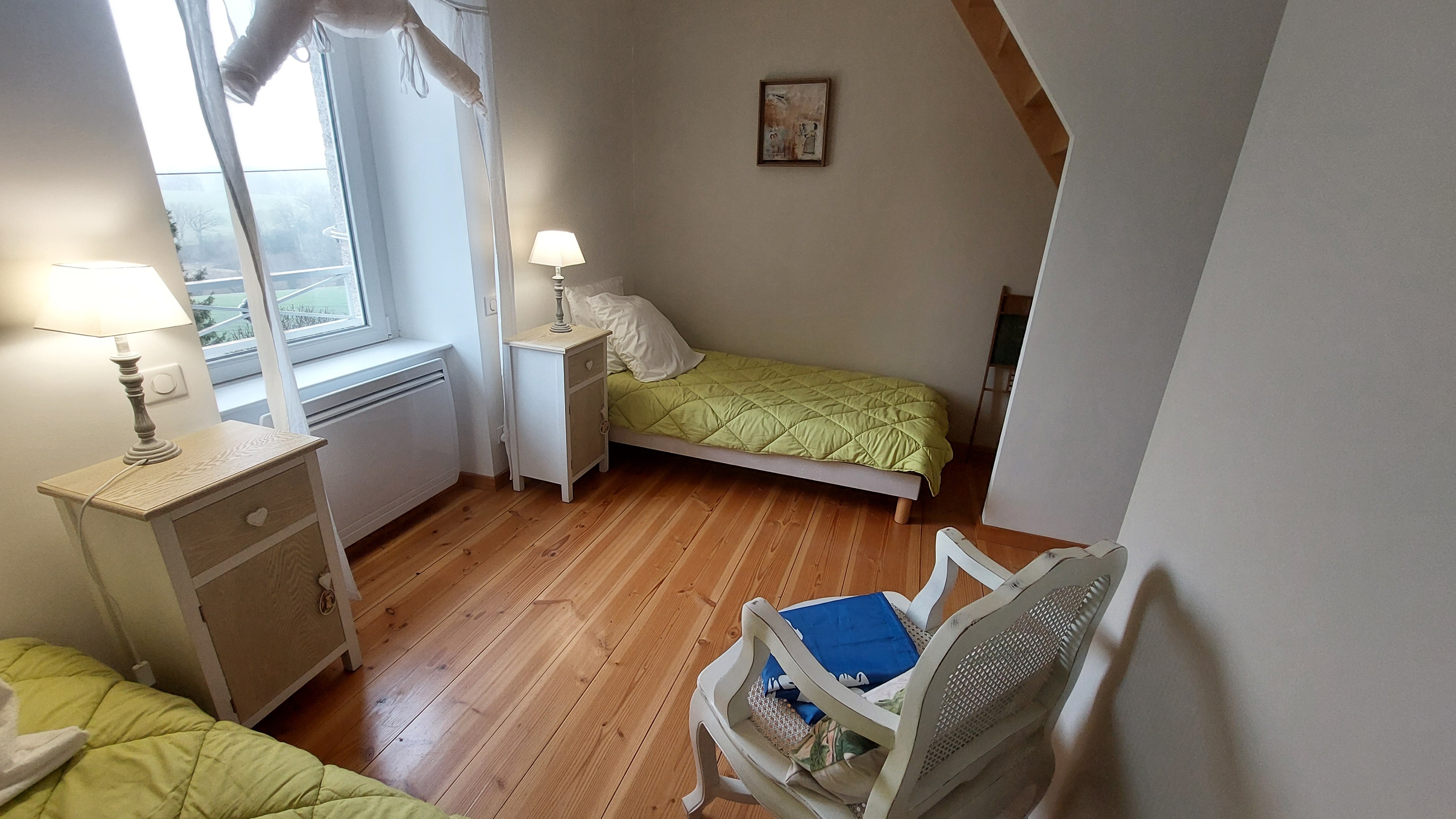 children's bedroom two single beds family gîte Cantal