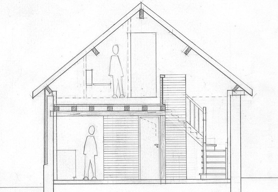 Coupe sur séjour et mezzanine