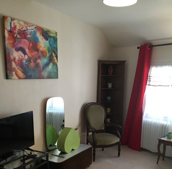 Voici l'écrin vert, appart aux belles couleurs et tableaux chatoyants