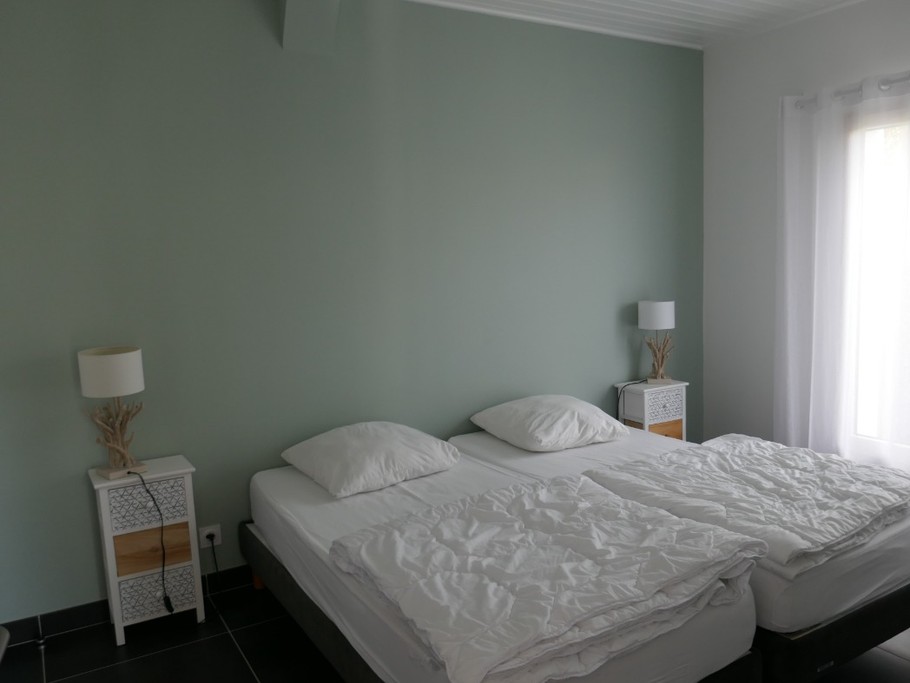 Chambre 1 avec deux lits en 90 et salle d'eau attenante