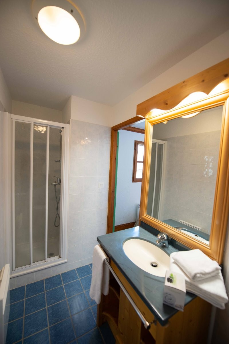 1 chambre avec salle de bain avec douche