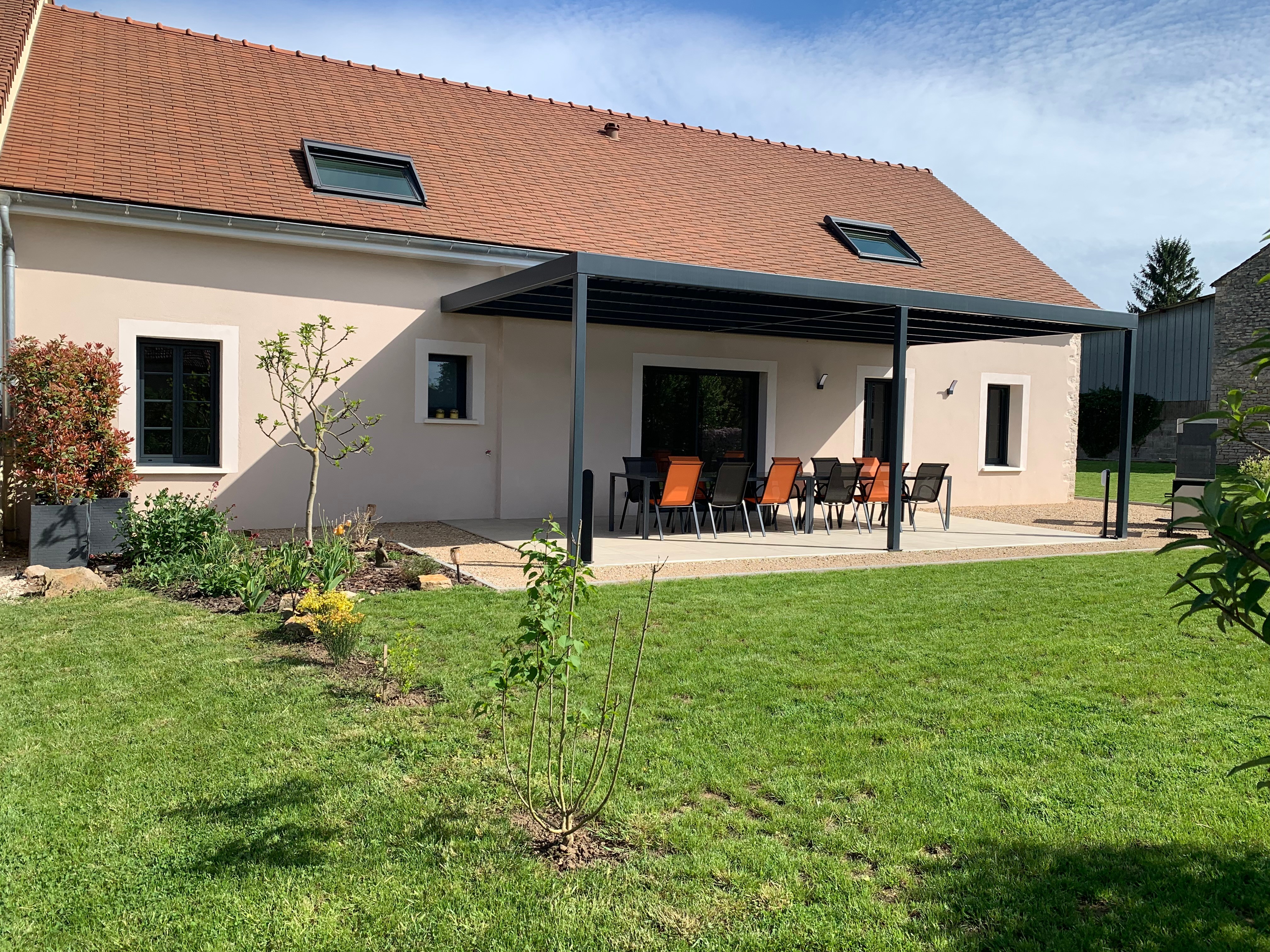 Back of the gîte on the terrace side