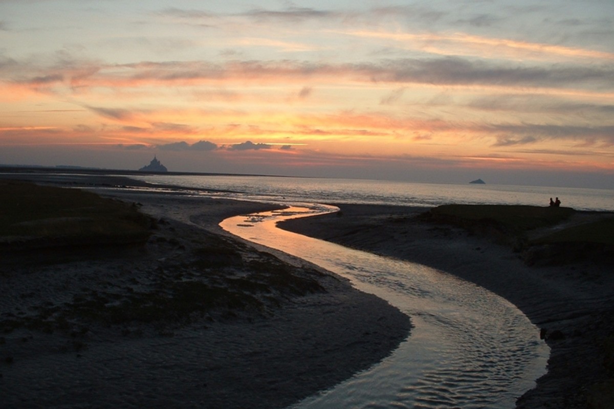Couché de soleil  / marée montante