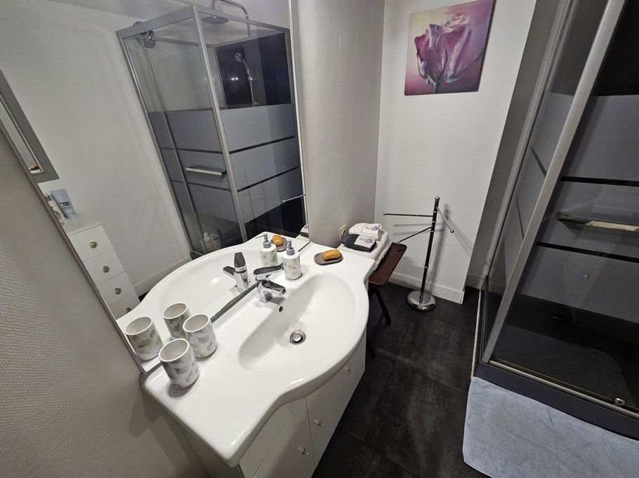 Salle d'eau avec WC et vasque sur meuble au 1er étage